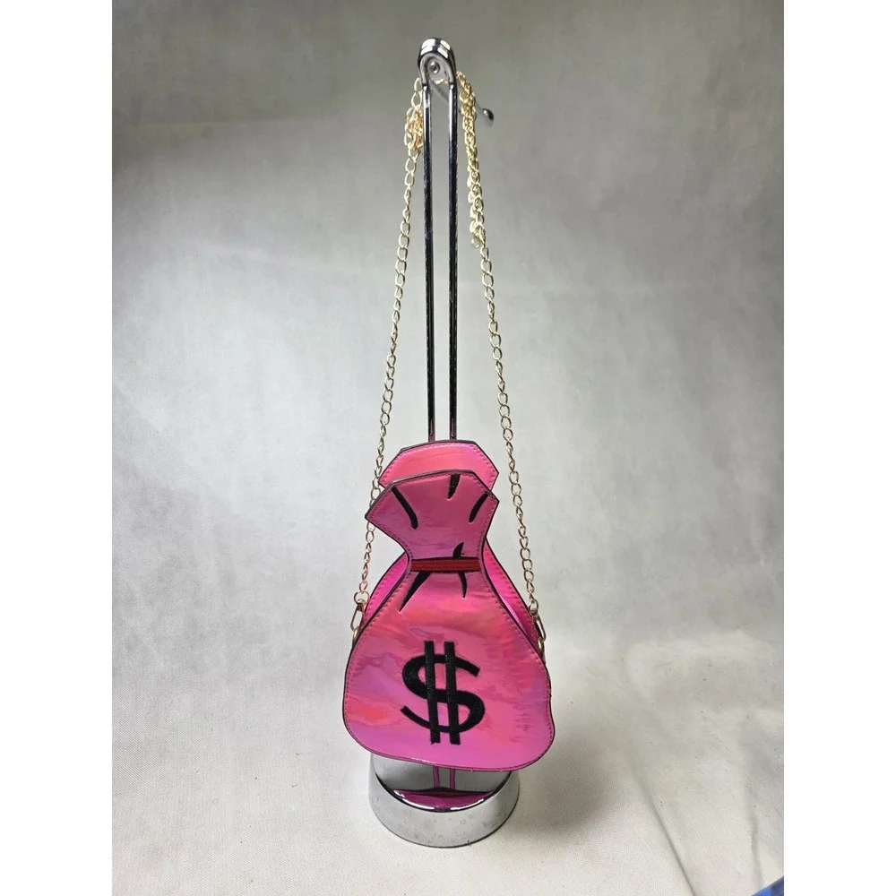 MONEY BAG PURSE 💰 💰 💰 Zip Closure Novelty gold Chain/strap. Fun